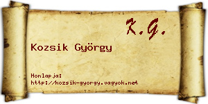 Kozsik György névjegykártya