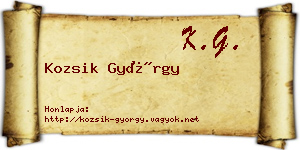 Kozsik György névjegykártya